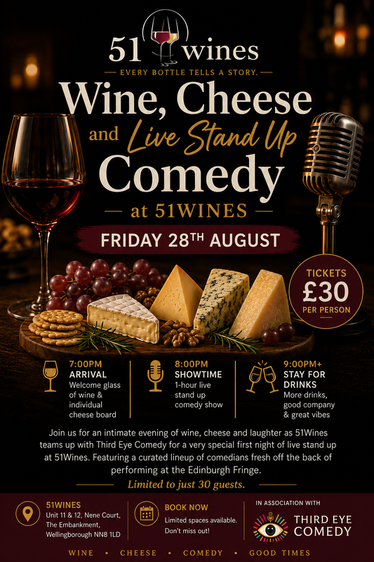 Wine, Cheese & Live Stand-Up Comedy — Friday 28th August